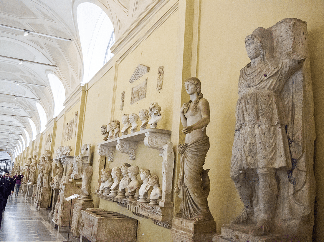 Visiting the Vatican in Rome, Italy, Stone statues at the Vatican in Rome, Italy,