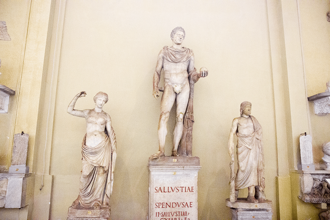 Visiting the Vatican in Rome, Italy, Sculptures at the Vatican in Rome, Italy.
