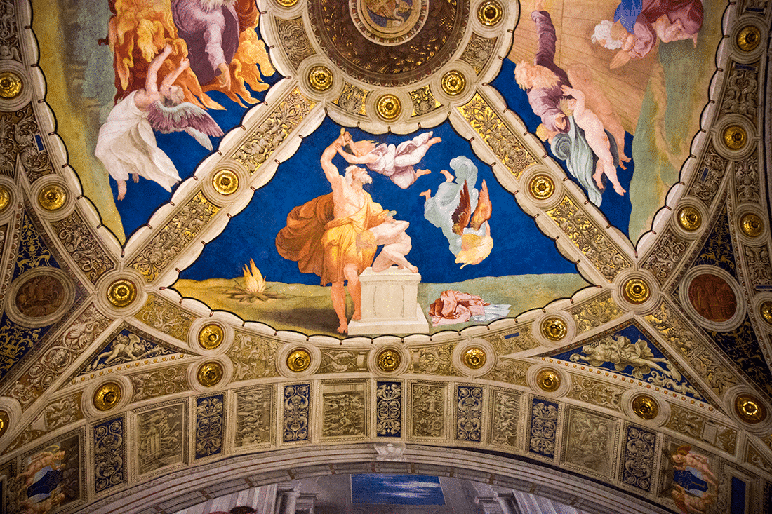 Visiting the Vatican in Rome, Italy. Religious paintings in the Vatican in Rome, Italy.