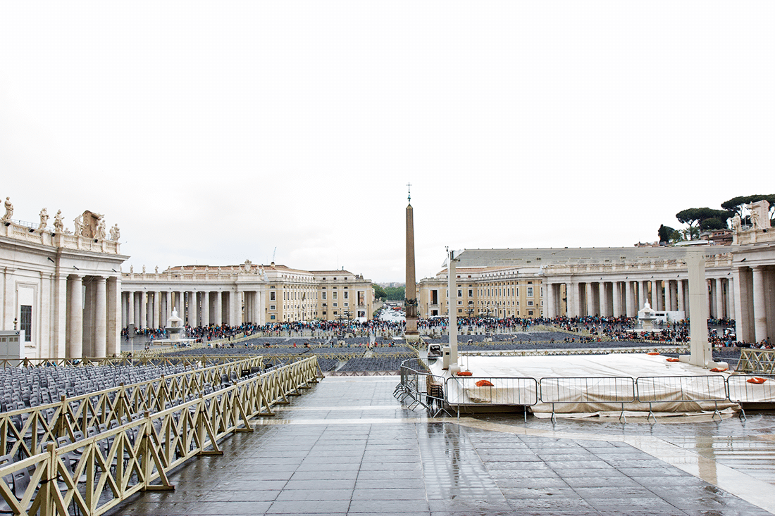 Visiting the Vatican in Rome, Italy. Outside gathering place in the Vatican in Rome, Italy.
