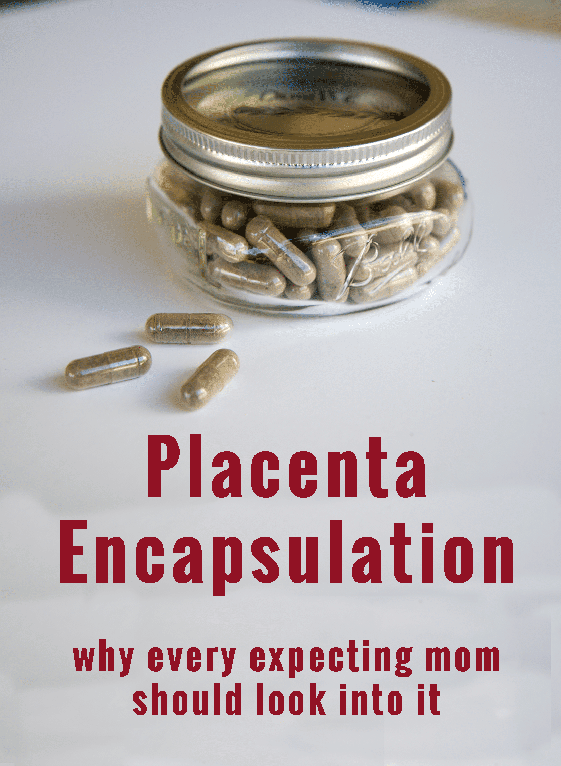 Plancenta Encapsulation: Image of pills in a bottle. 
