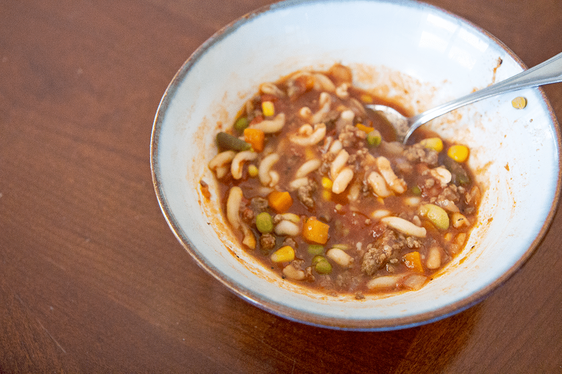 Beefy tomato and vegetable soup. 