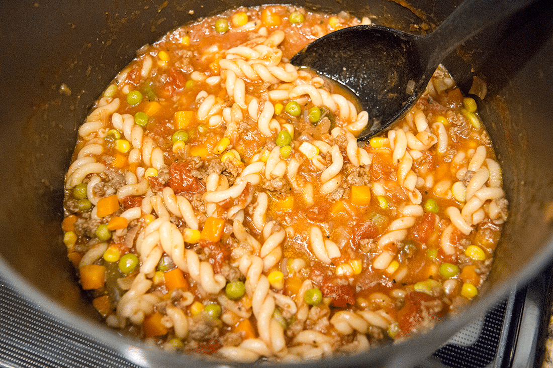 Beef goulash in a crock pot. 