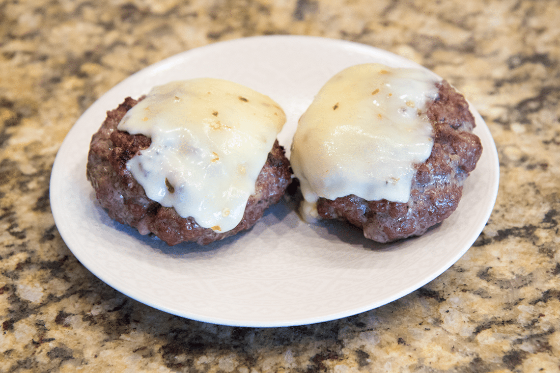 Jalapeno popper burgers right off the grill. 