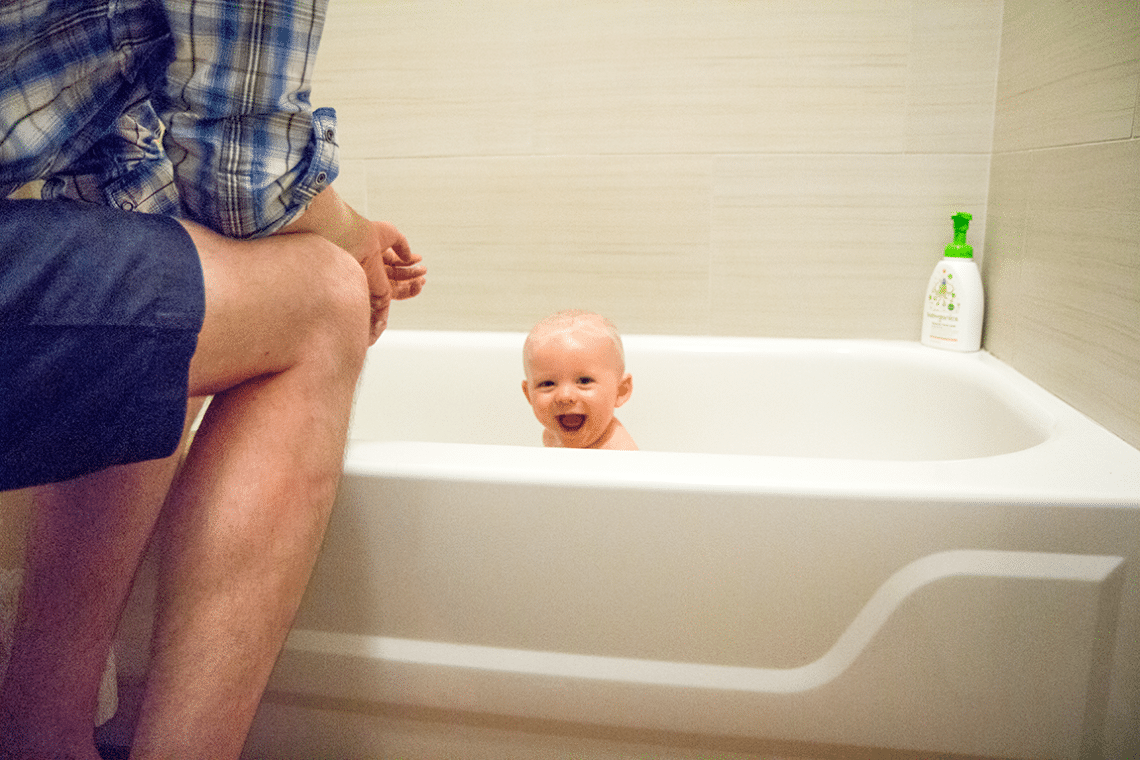 Bedtime routine with a baby. 