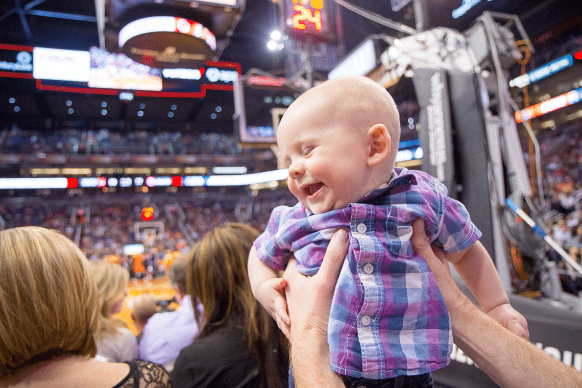 Experience Taking a baby to an NBA game. 