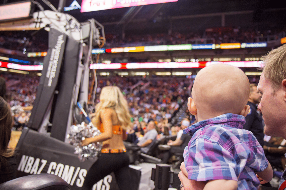 Bringing a baby to an NBA game. 