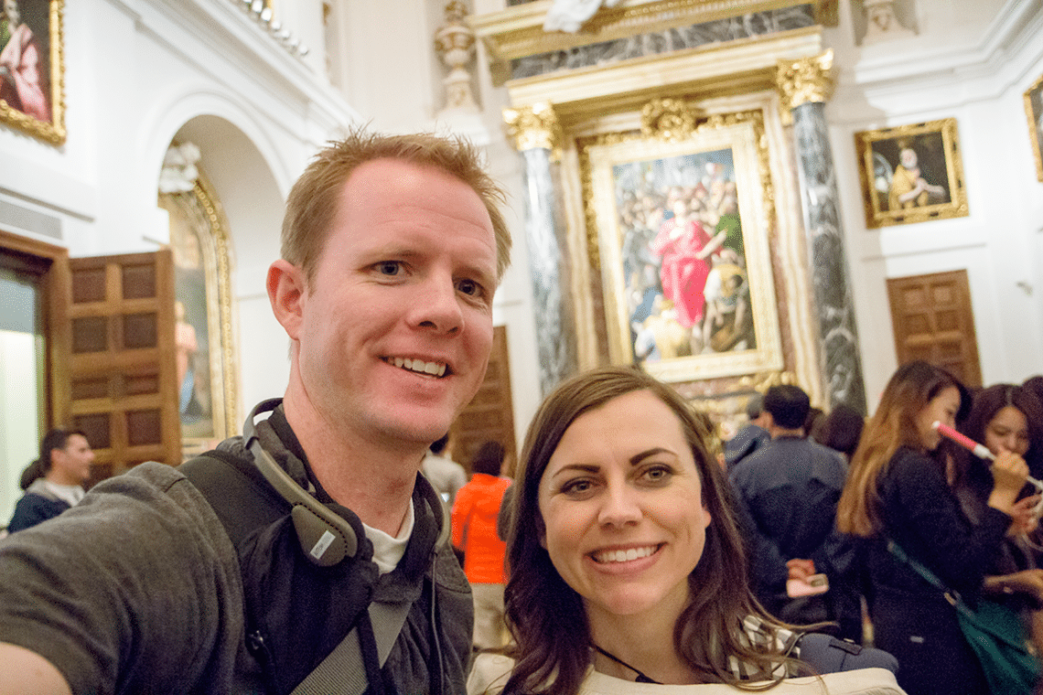 Couple touring the Toledo Cathedral in Toledo Spain. 