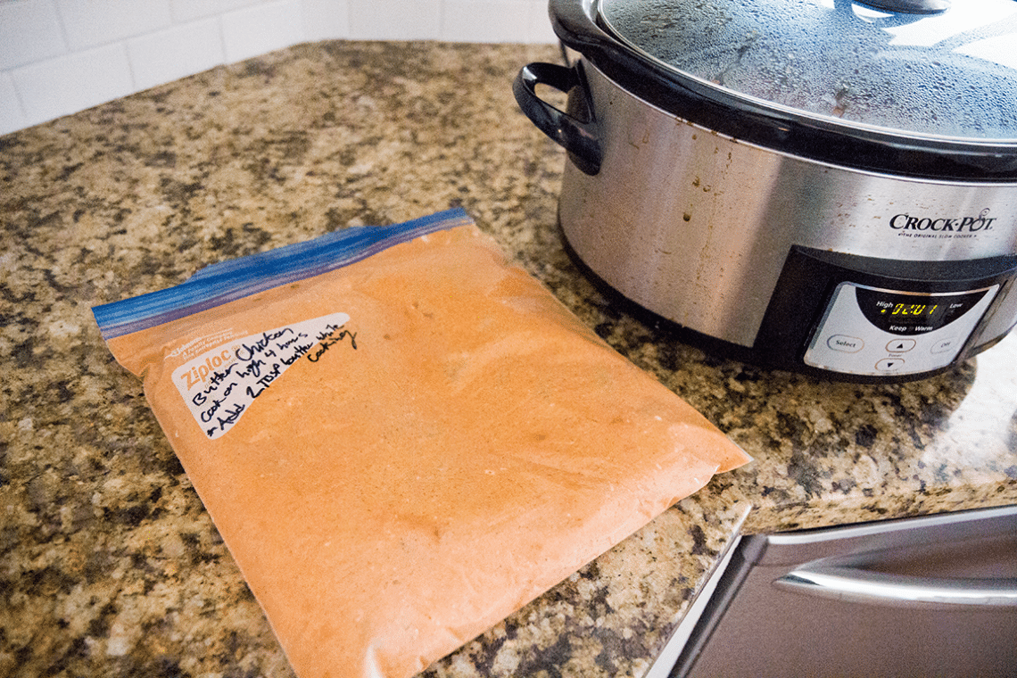 Freezer meal Crock pot butter chicken. 