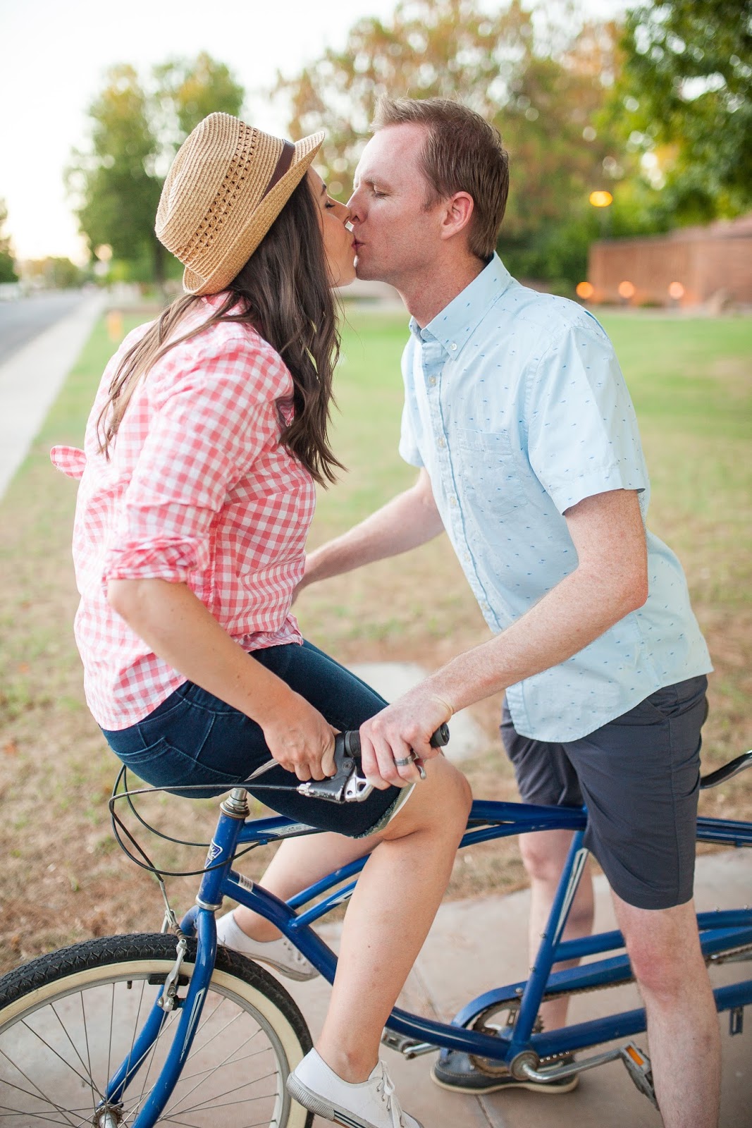 Cute couple on a bike. 