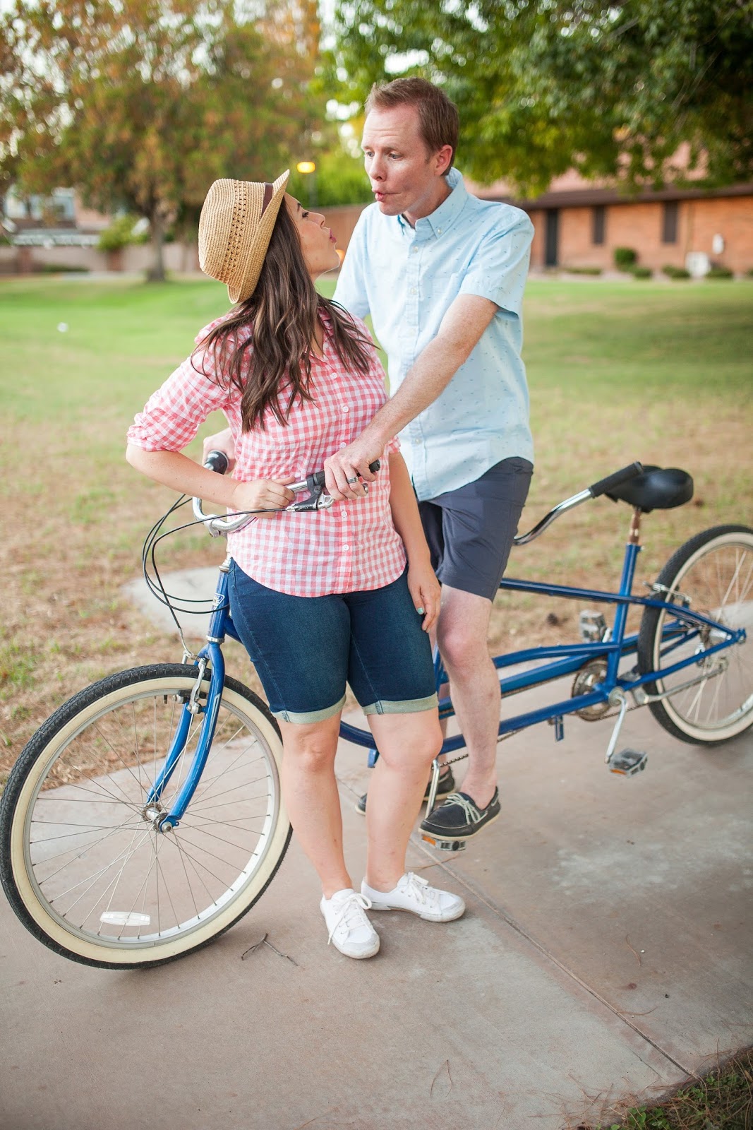 Cute couple date on a bike. 