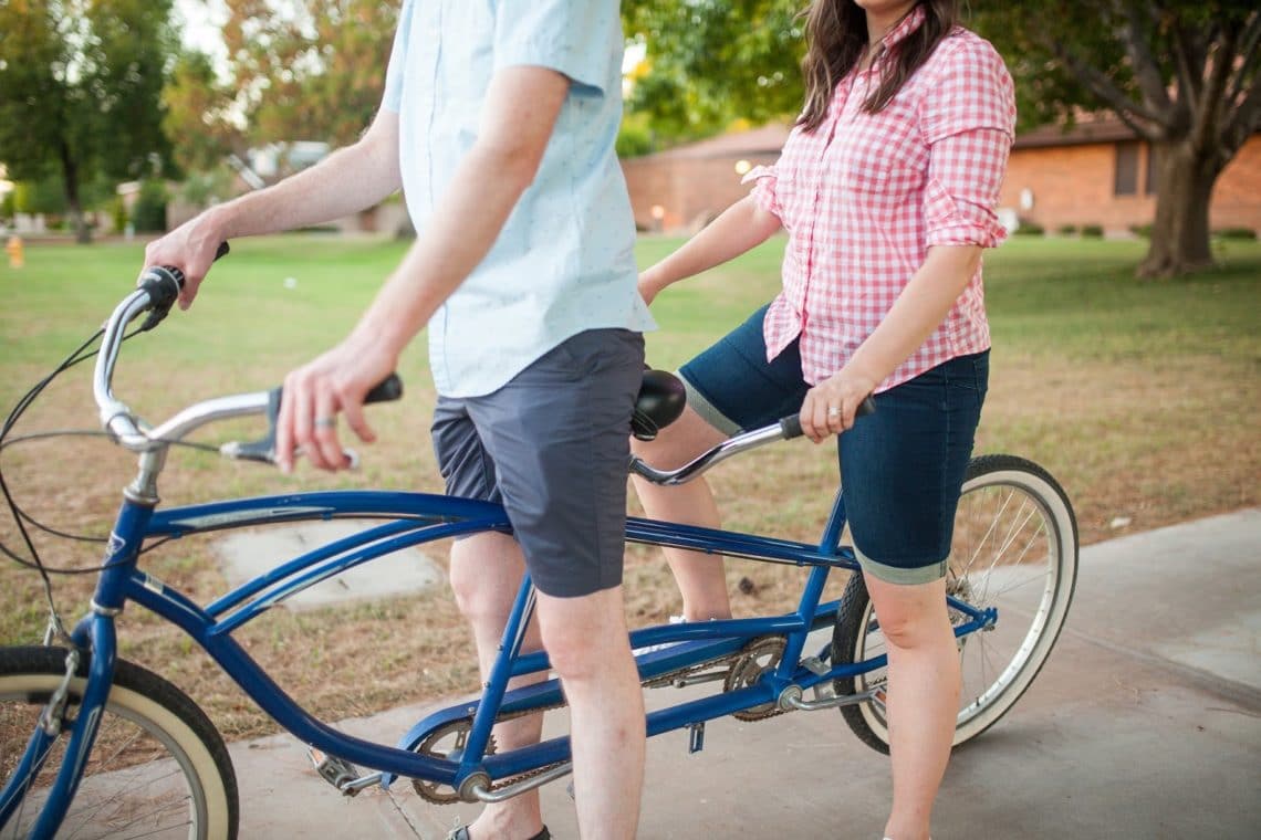 Tandem bike ride for couples. 