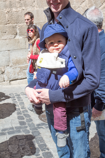Baby in Lillebaby carrier visiting Toledo Spain. 