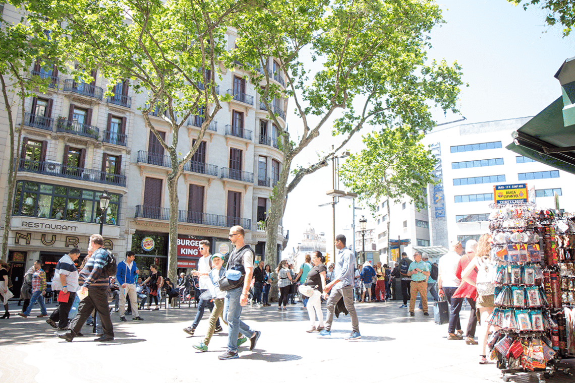 Walking tour information of La Rambla in Barcelona. 