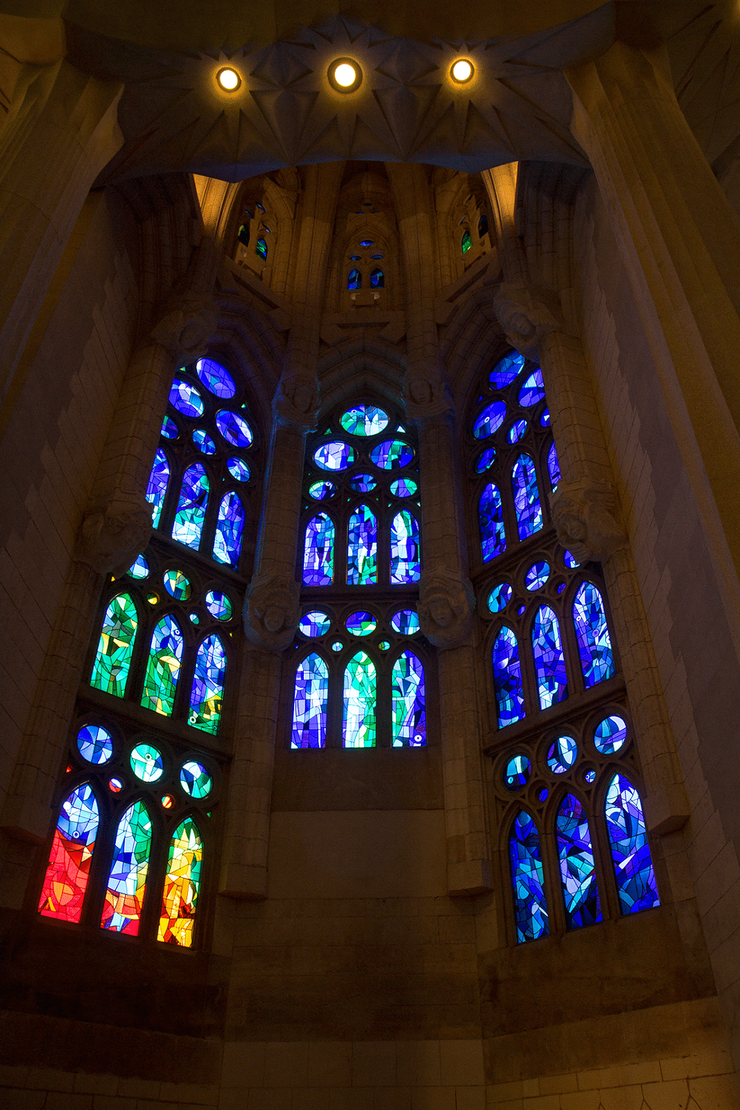 La Sagrada Familia stained glass windows. 