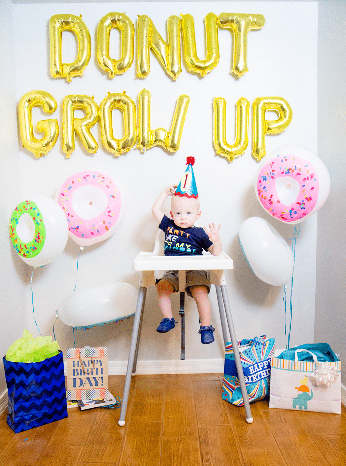 Donut grow up donut themed first birthday party. 