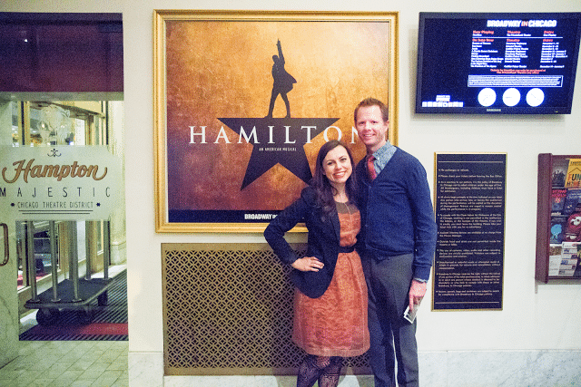 Date night to see Hamilton, walking into theater. 