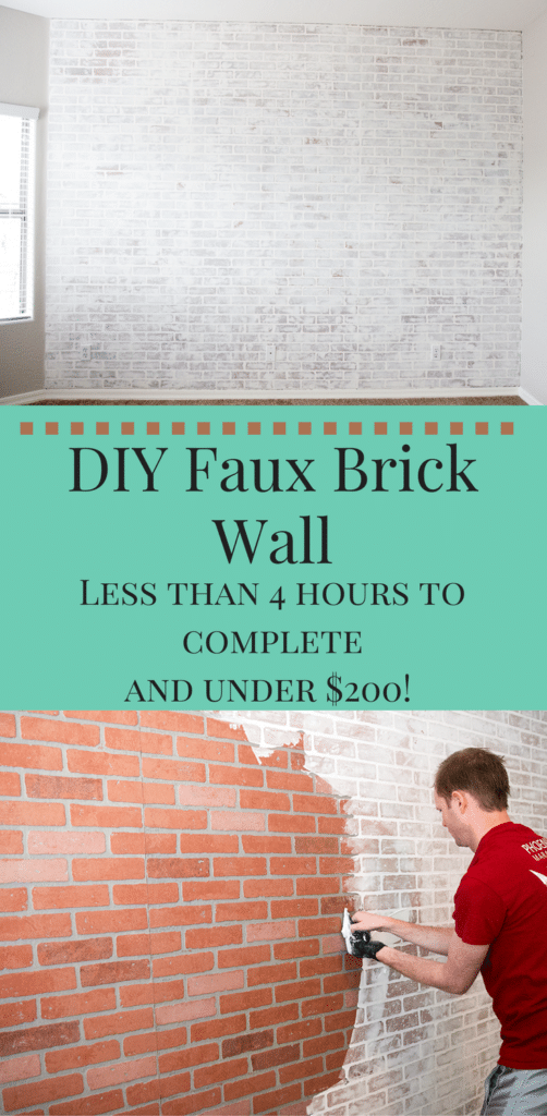 DIY Faux Brick Wall- Under $200 cost and takes less than 4 hours to do!