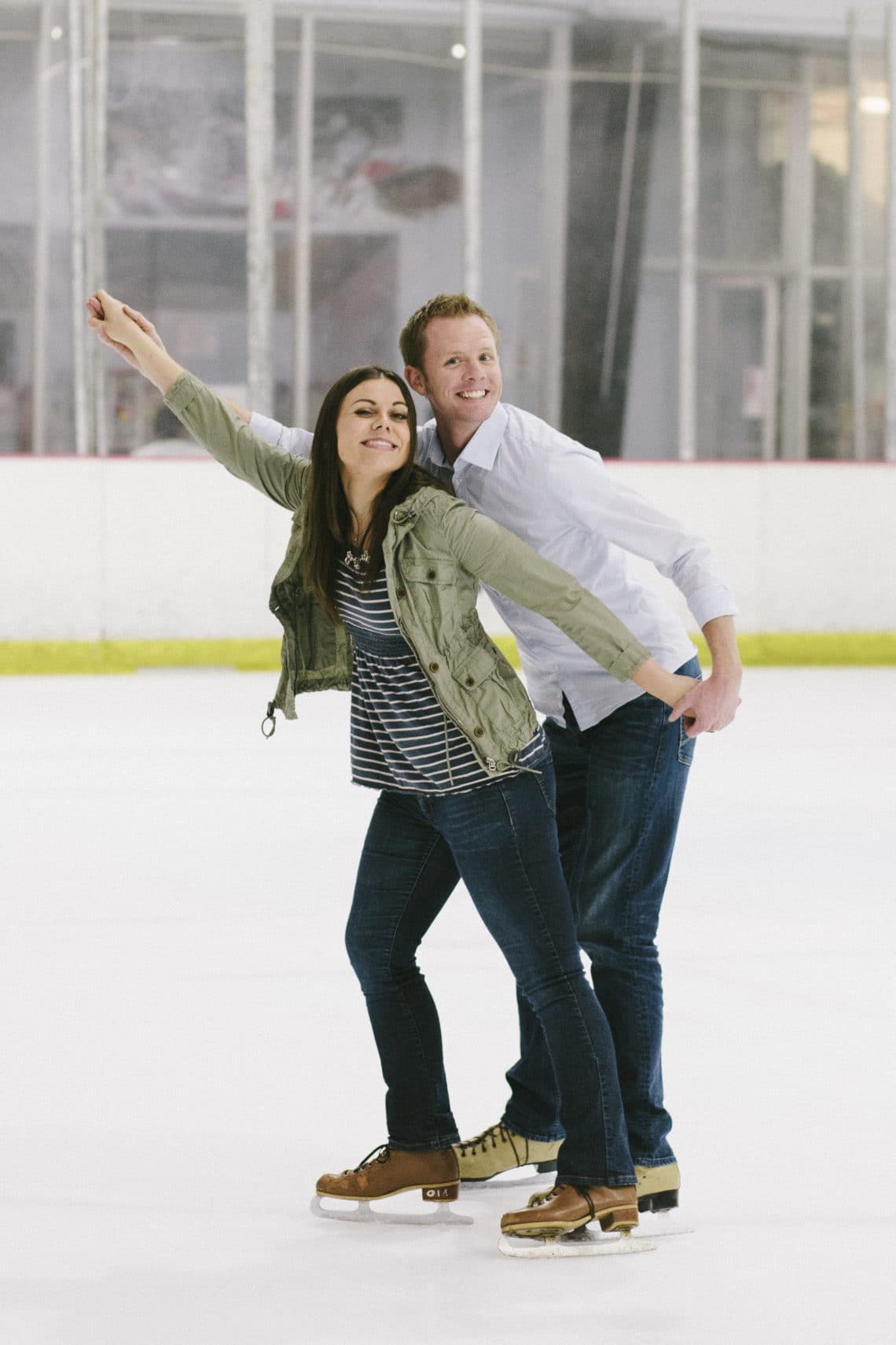 Couple on an Ice Skating Date Night. 