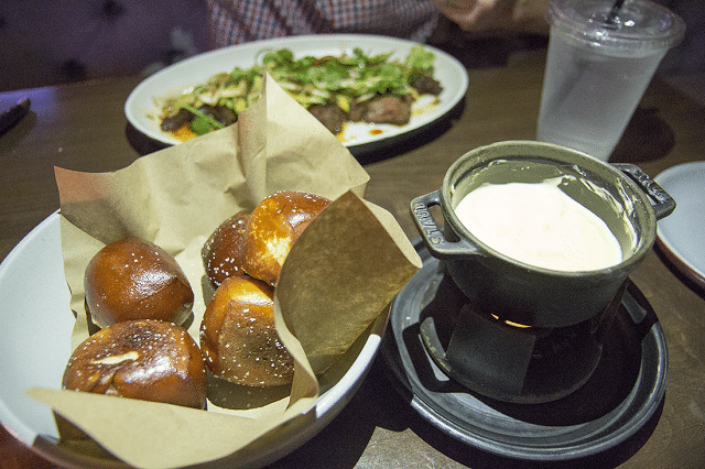 Culinary dropout pretzel fondue. 
