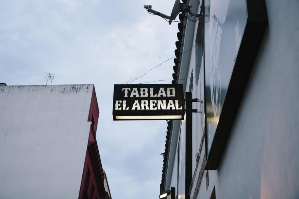 Sign for Tablao El Arenal Seville Spain. 