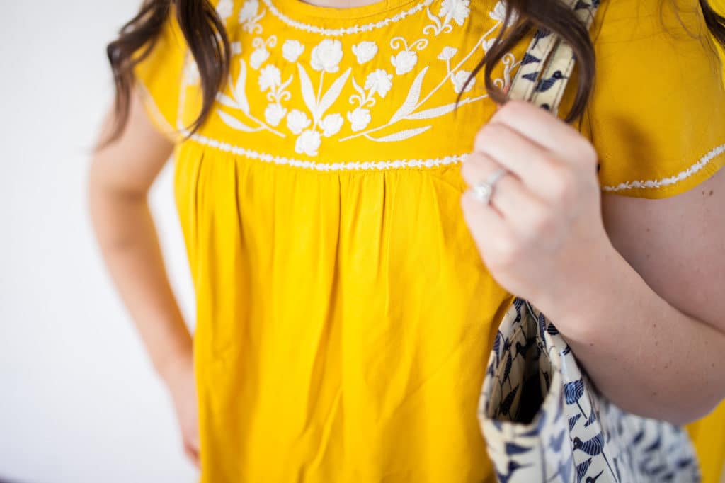 Yellow Mexican Embroidery Dress