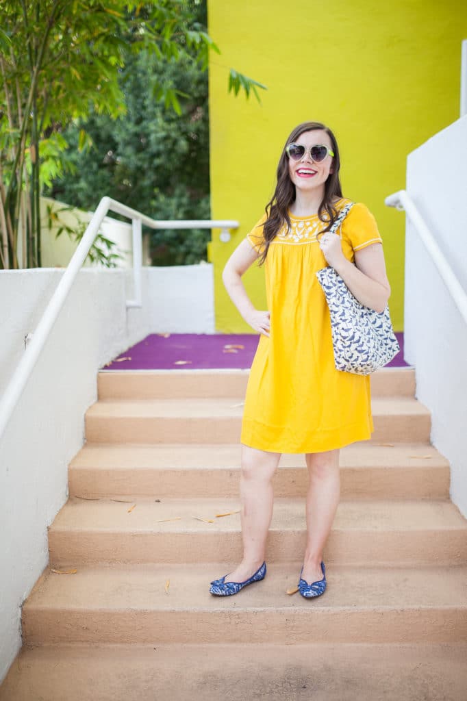 Yellow summer sundress. 