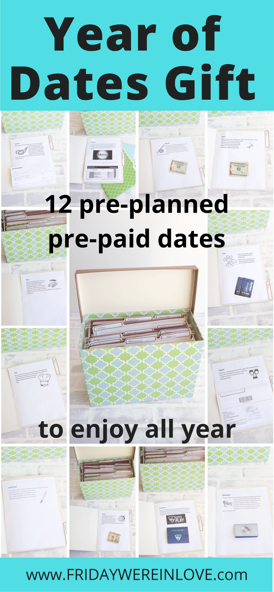 12 pre planned pre paid dates gift. 