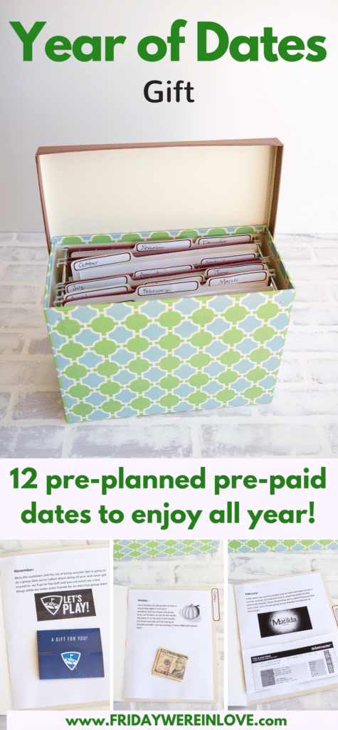 Year of Dates Gift- 12 pre-planned pre-paid dates to enjoy all year