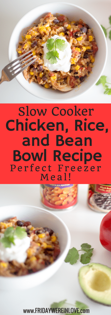 Slow Cooker Chicken Rice and Bean Bowl Recipe: Easy chicken dump recipe! 
