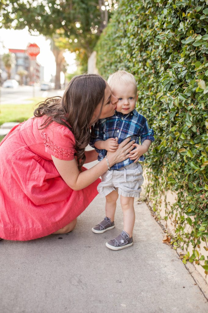 Mom and son sweet moment. 