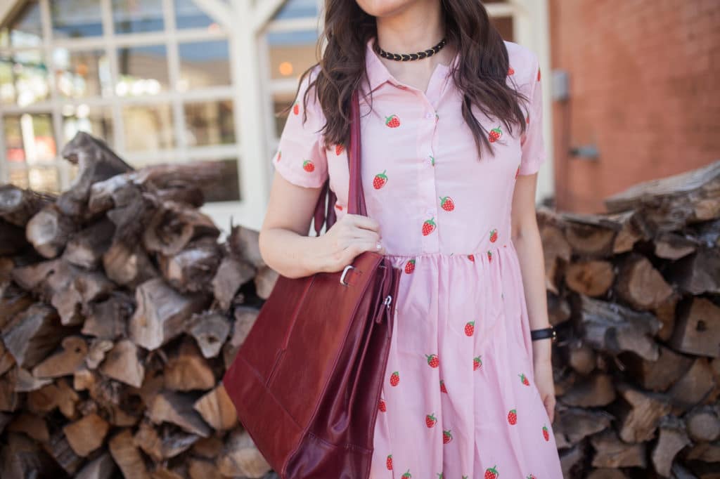 Strawberry shirtdress. 