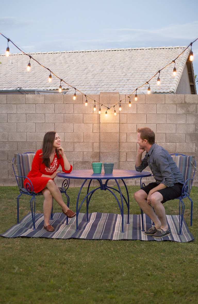 Romantic outdoor dinner. 