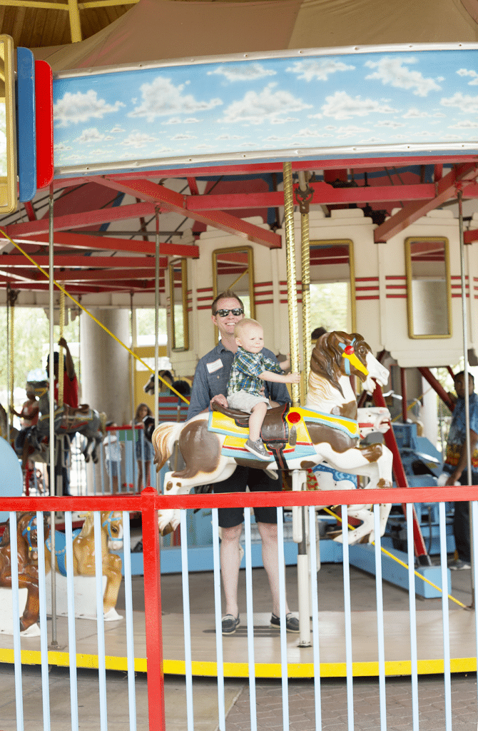 Riding the Carousel at Enchanted Island. 