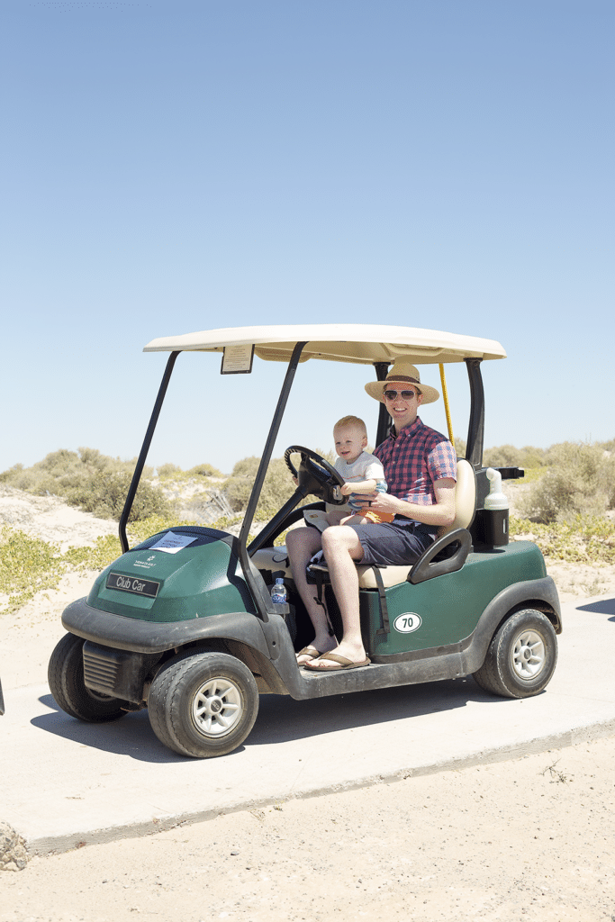 Golf carts at the Mayan Palace Vidiante resort. 