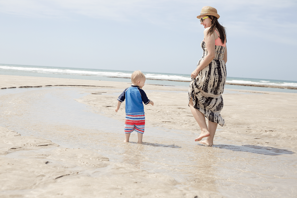 Playing on the beach with kids. 