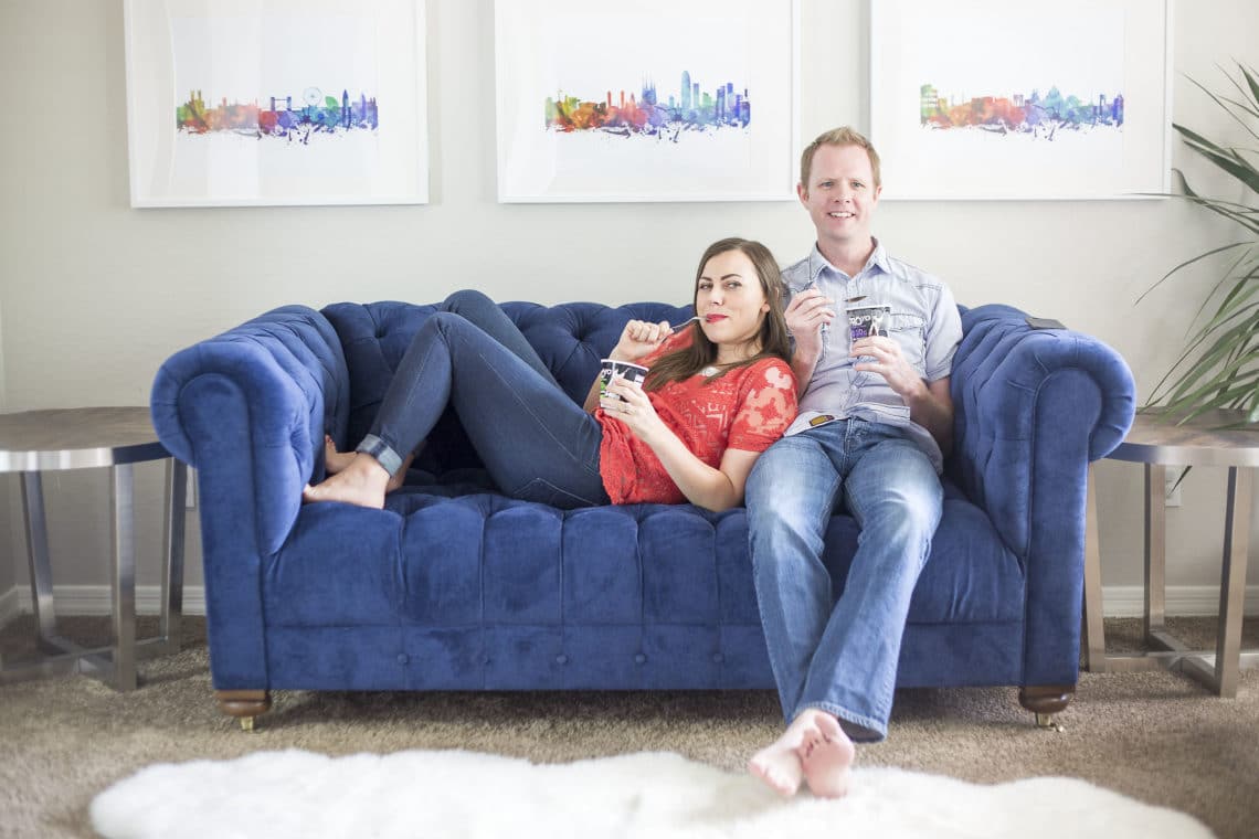Couple watching Binge Worthy tv shows for couples. 