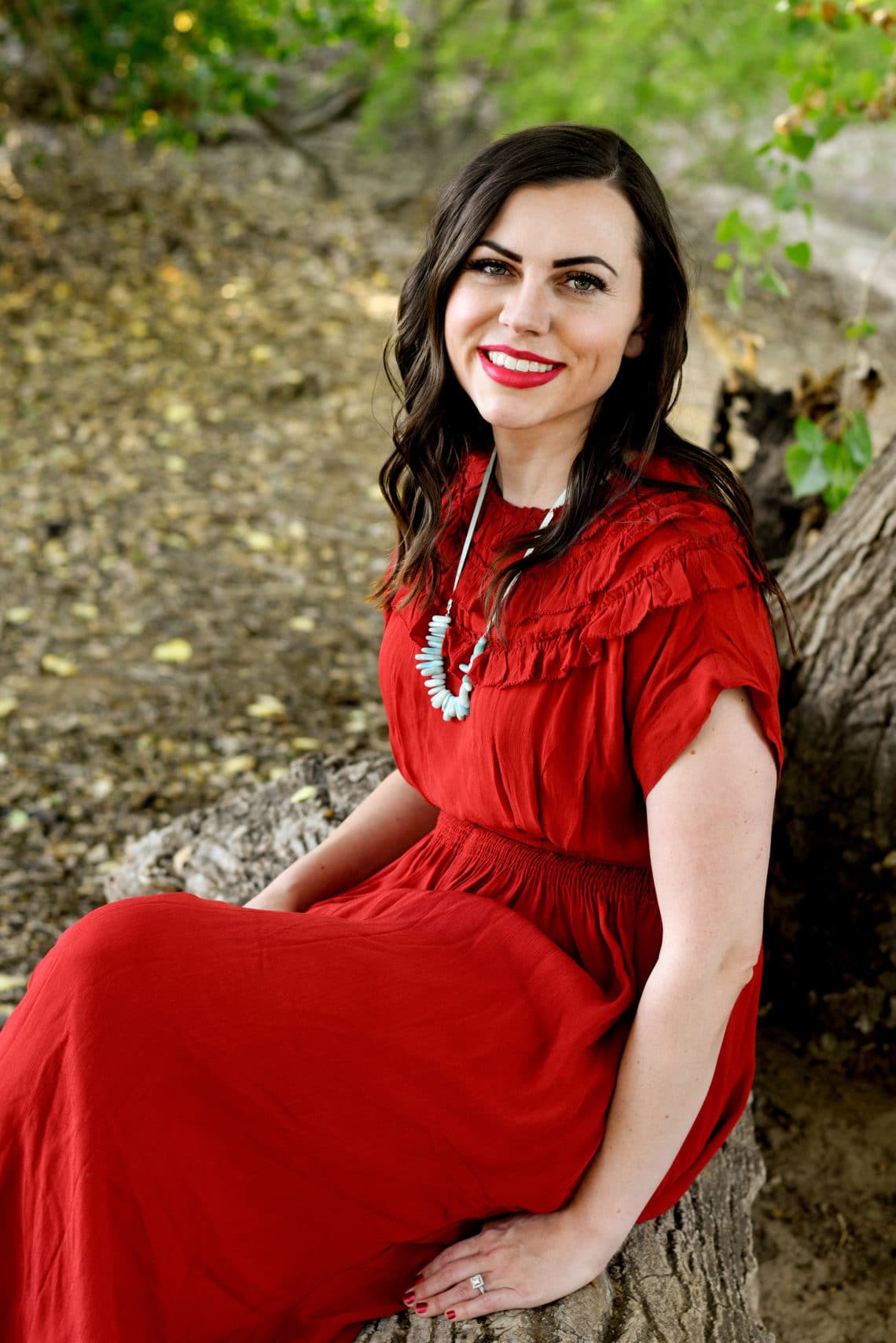 Red maxi dress for photo shoot. 