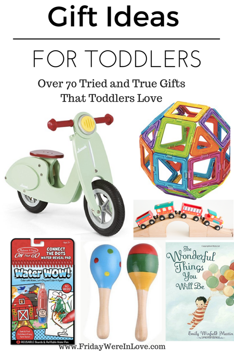The ultimate toddler gift guide collage. 