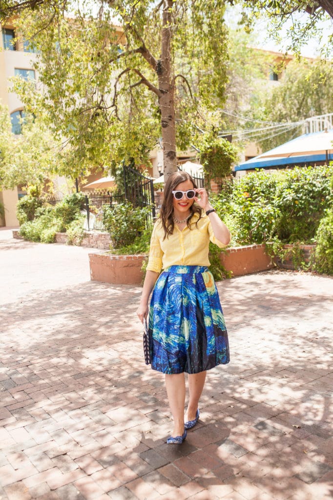 Starry Night Skirt Date Night Outfit. 