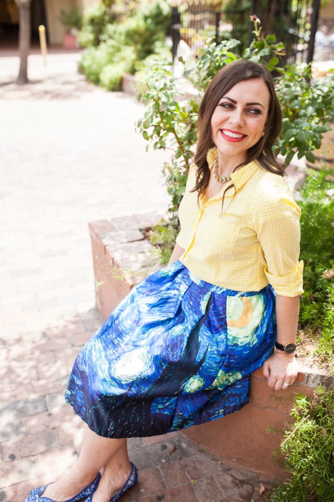 Starry Night Skirt Date Night Outfit. 