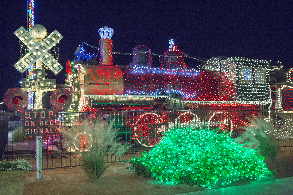 Scottsdale train park at Christmas. 