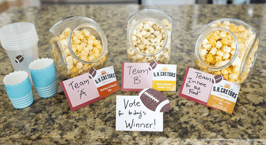 The perfect game day food for a party: this is so fun for a couple's party or family party, easy to pull together, and brings out the team rivalry!