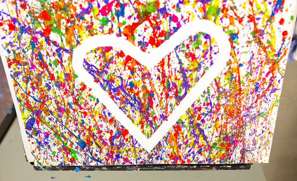 Paint splatter studio date night idea. 