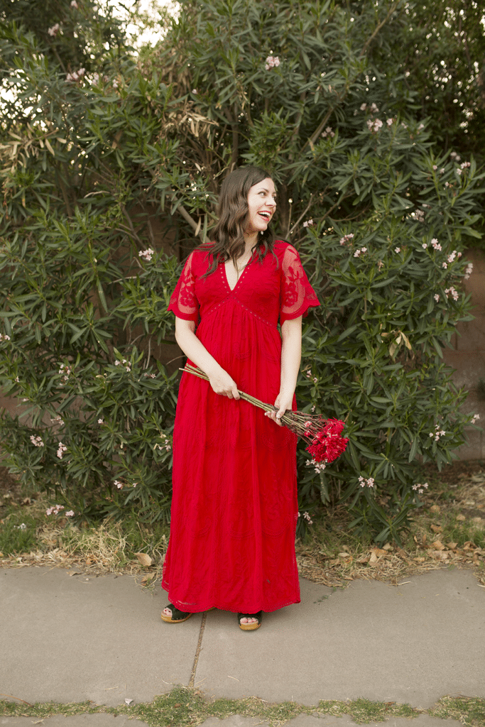 The Perfect maternity Valentine\'s Day Dress. 