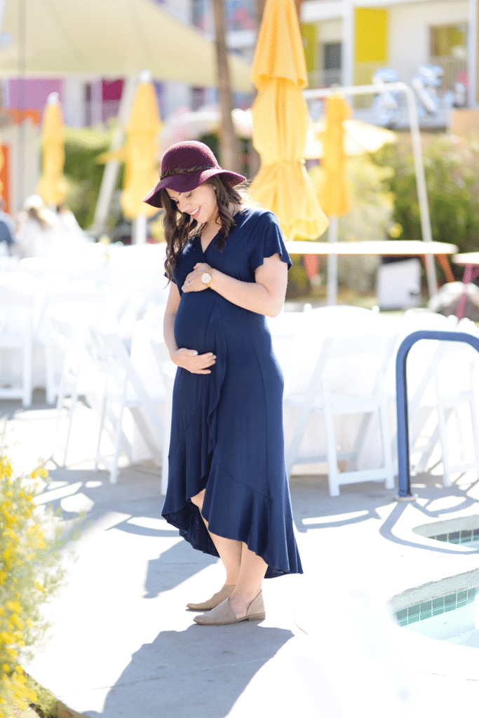 Ruffle knit maternity dress