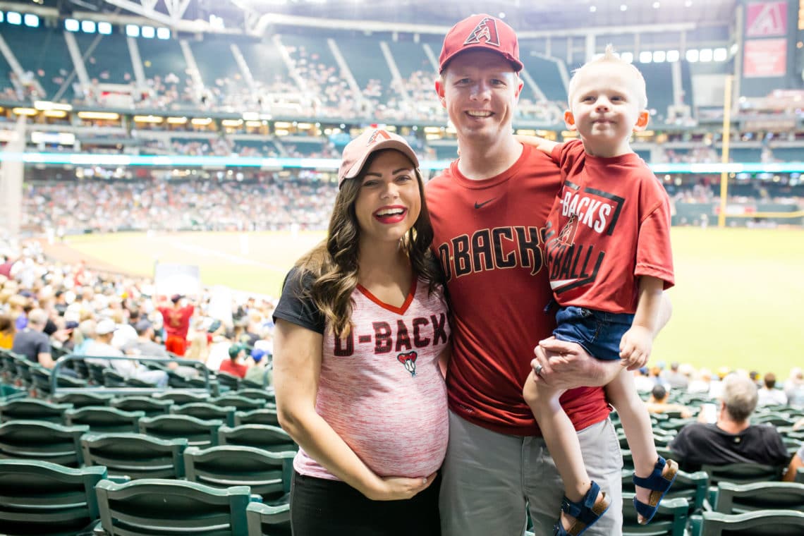 Family attending a Diamondbacks game. 