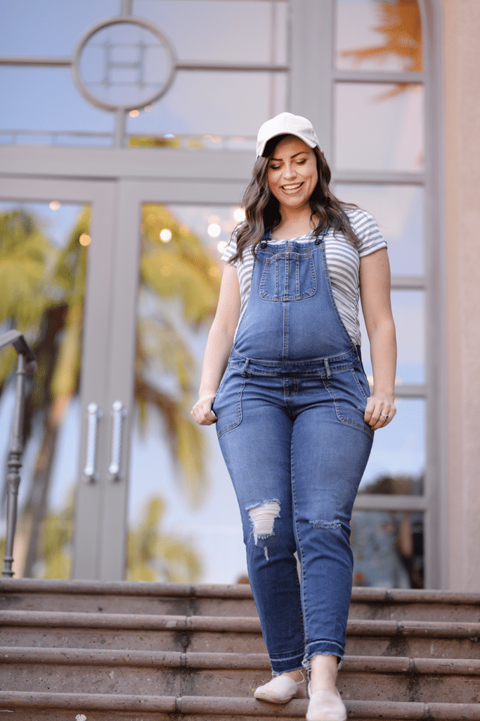 Light Wash Denim Maternity Overalls