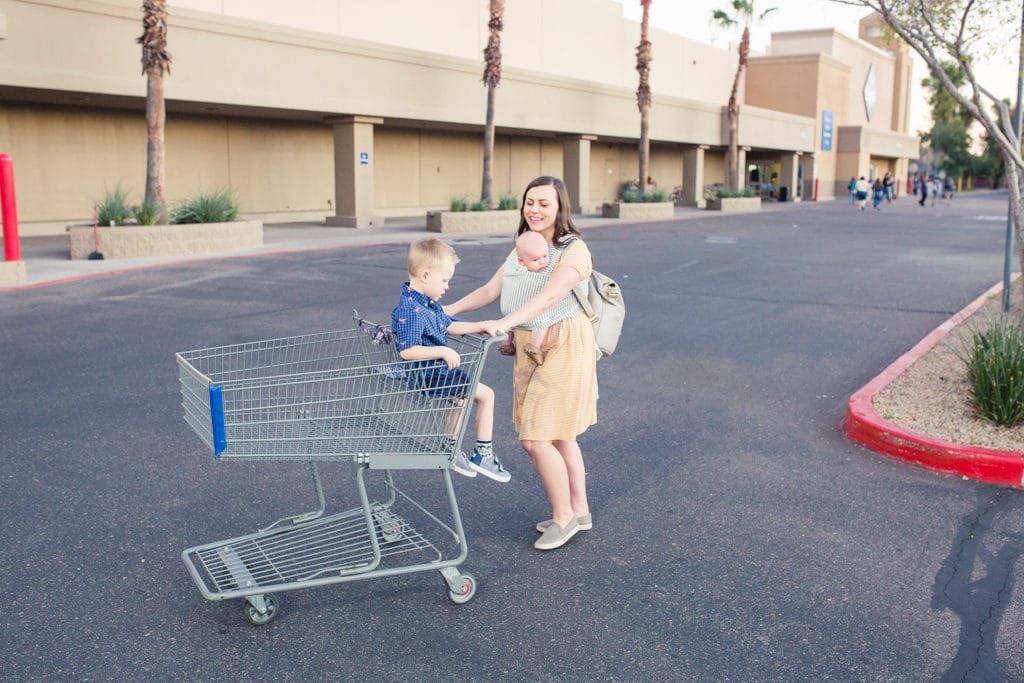 shopping with a baby and a toddler