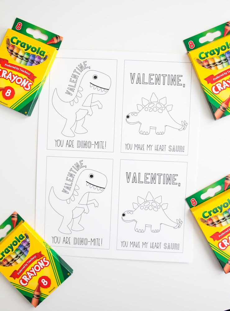 Printable Dinosaur Valentines Day Cards for kids - Boy Trex